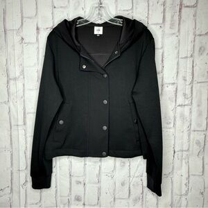 Cabi Low-Key Hoodie Jacket #1200 Sz M Black Pique Knit Stretch Zip Travel Active